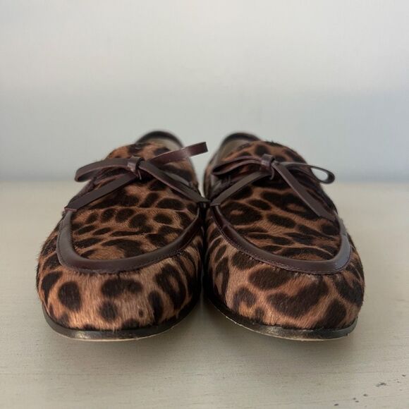J Crew Academy Calf Hair Leather Loafers leopard - sz 5 - Picture 6 of 9